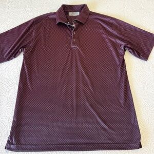 HL Sport Polo Golf Shirt Red Black Geometric L